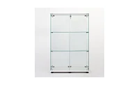 Slickblue Two-Door Glass Display Cabinet with 3 Shelves for Elegant Storage and Showcase