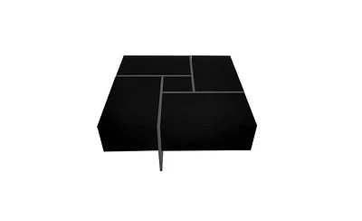 Slickblue Unique Design Coffee Table – 31.5" Square Cocktail with 4 Hidden Storage Compartments and Extendable Sliding Tabletop