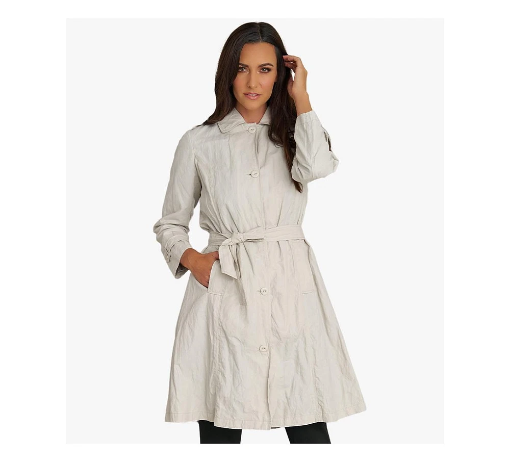 Stella Carakasi Women's Belted Water-Resistant Button Front Trench Coat