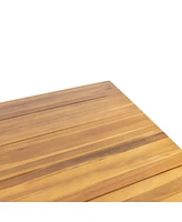 Rustic Acacia Wood Slatted Outdoor Dining Table