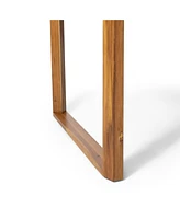 Rustic Acacia Wood Slatted Outdoor Dining Table