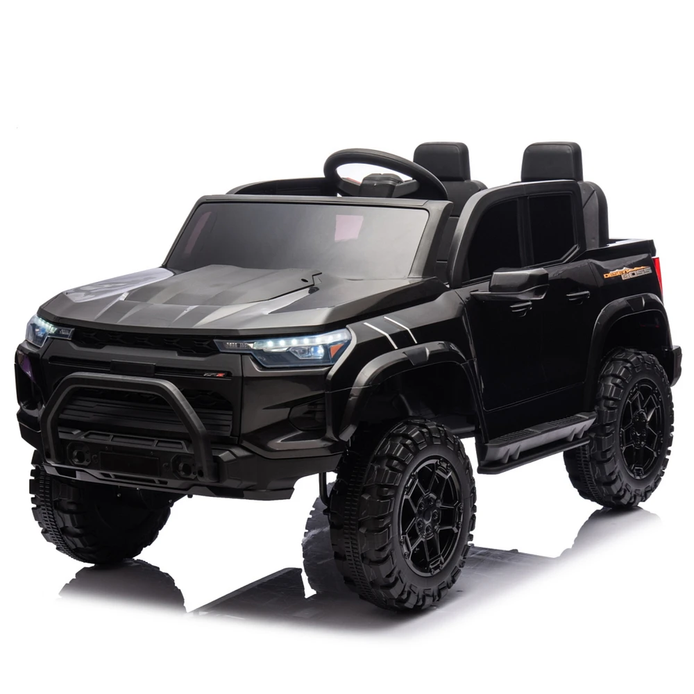 24V10A Two-seater Kids Ride On Electric Pickup, kids ride on toy W/parents remote control,4WD 800W motors, Two Safety belts, High Gate Safety Design,