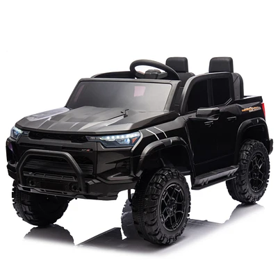 24V10A Two-seater Kids Ride On Electric Pickup, kids ride on toy W/parents remote control,4WD 800W motors, Two Safety belts, High Gate Safety Design,