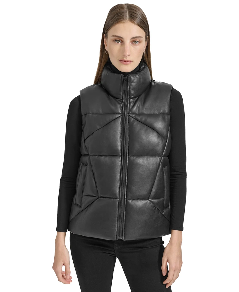 Andrew Marc Sport Women's Faux-Leather Puffer Vest