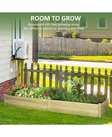 8x2ft Wooden Raised Garden Bed Kit, Elevated Planter with 2 Boxes, Self Draining Bottom and Liner, Patio to Grow Vegetables, Herbs, and Flowers, Natur