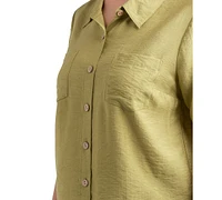 Bcx Juniors' Short Cuffed-Sleeve Utility Shirt