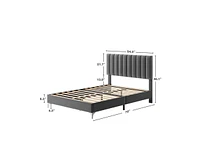 gaomon Bed Frame Modern Velvet Upholstered 11 Inch Bed Frame with Headboard No Box Spring Needed