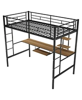 Slickblue Space-Saving Loft Bed with Desk and Shelf for Maximizing Bedroom or Dorm Room Storage