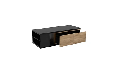 Slickblue 47.2''-57''W Extendable Coffee Table with 2 Storage Drawers – Dual-Tone Wood Center Sliding Tabletop and Hidden