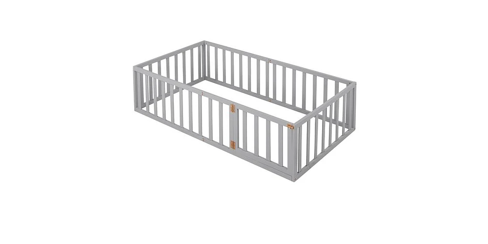 Slickblue Twin Size Wood Daybed Frame with Fence for Added Safety