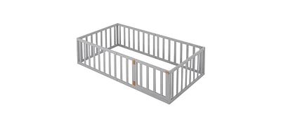 Slickblue Twin Size Wood Daybed Frame with Fence for Added Safety