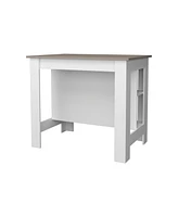 Fm Furniture Aztec Kitchen Island in melamine with open storage,taupe/white