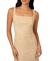 Adrianna Papell Petite Sequin-Boucle Square-Neck Gown