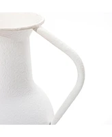 LuxenHome 2-Pc White Iron Metal Pitcher Vase Set