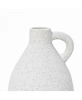 LuxenHome White Ceramic Pitcher Round Vase