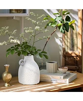 LuxenHome White Ceramic Jug Round Vase