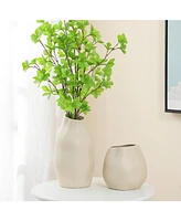 LuxenHome Ivory White Ceramic Modern Tall Vase