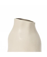 LuxenHome Ivory White Ceramic Modern Tall Vase