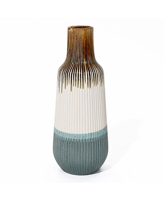 LuxenHome Earth Tones Ombre Stoneware Vase