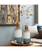 LuxenHome Earth Tones Ombre Stoneware Vase