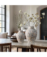 LuxenHome Marble White 15 Inch Tall Stoneware Table Vase