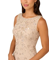 Adrianna Papell Women's Beaded 3D Applique Sheath Dress