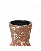 LuxenHome Rustic Brown -Inch Tall Round Stoneware Vase