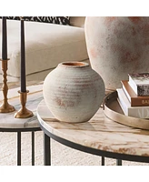 LuxenHome Marble Brown and White 7.5-Inch Tall Terracotta Vase