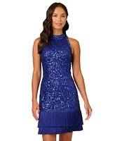 Adrianna Papell Women's Sequined Fringe Sheath Dress