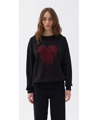 Nocturne Women's Rhinestone Embroidered Oversized Sweatshirt