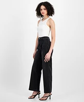 Avec Les Filles Women's High-Rise Straight-Leg Diamante Pants