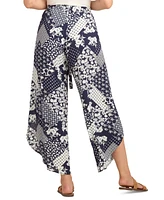 Bcx Juniors' Dolphin-Hem Mixed-Print Drawstring Pants