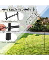 Costway 2 Pcs Garden Arbor with Multiple Side Crossbars Powder-coated Metal Tubes