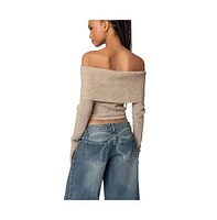 Edikted Women's Lili Fold Over Knit Top