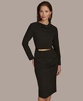 Donna Karan New York Women's Belted Cowl-Neck Dress