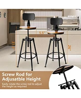 Sugift Set of 4 Height Adjustable Barstool Steel Frame Kitchen Stool