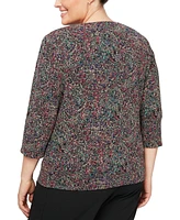 Alex Evenings Plus 3/4-Sleeve Jacquard Jacket & Tank Top Set