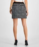 Guess Women's Yvonne Belted Denim & Tweed Skirt