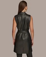 Donna Karan New York Women's Faux-Leather Belted Vest