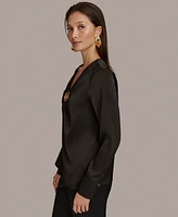 Donna Karan New York Women's Hardware Detail Long-Sleeve Blouse