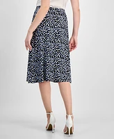 Kasper Women's Pull-On Polka-Dot Midi Skirt, Petite & Regular Sizes