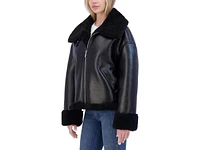 Laundry by Shelli Segal Women's Faux Shearling Leather Jacket