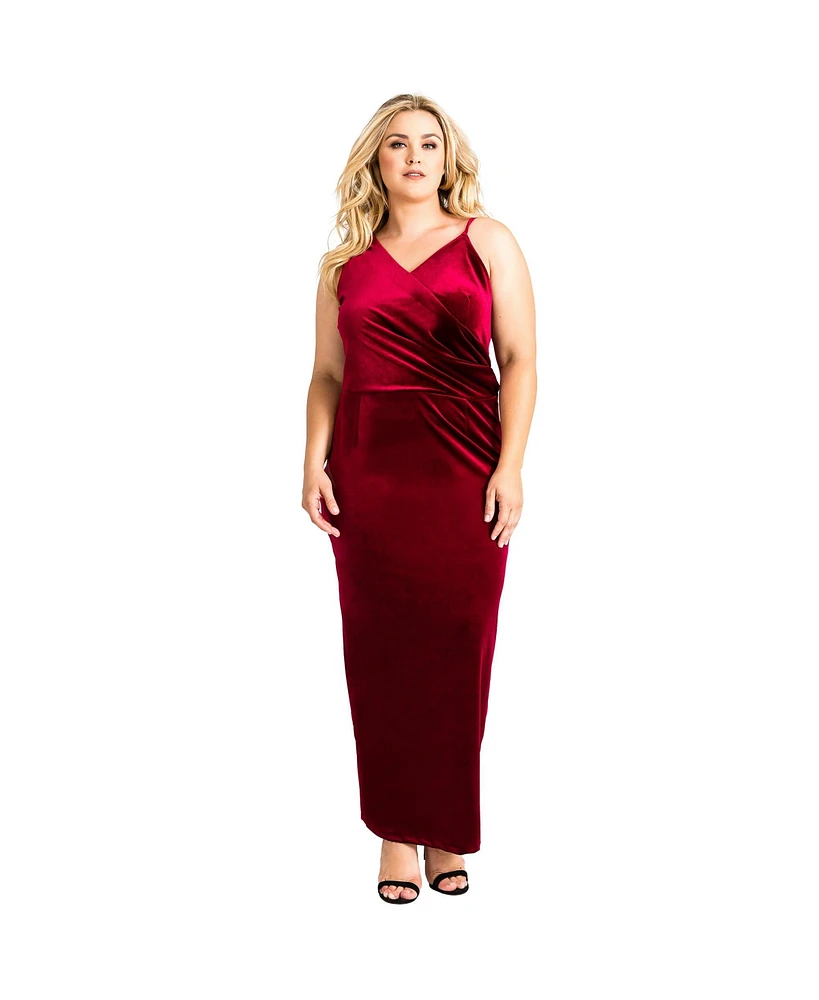 Standards & Practices Plus Asymmetrical Velvet Maxi Dress