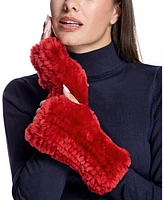 Julia & Stella by Maximilian Knitted Shearling Fingerless Gloves