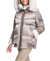 Julia & Stella by Maximilian Women's Puffer Jacket with Shearling Trim