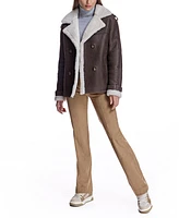 Julia & Stella by Maximilian Women's Shearling Pea Jacket