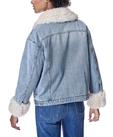 Julia & Stella by Maximilian Women's Denim Jacket with Shearling Trim