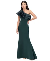 Eliza J Women's Asymmetrical Ruffled-Neck Evening Gown