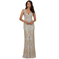 Lara Women's Beaded V-Neck Gown