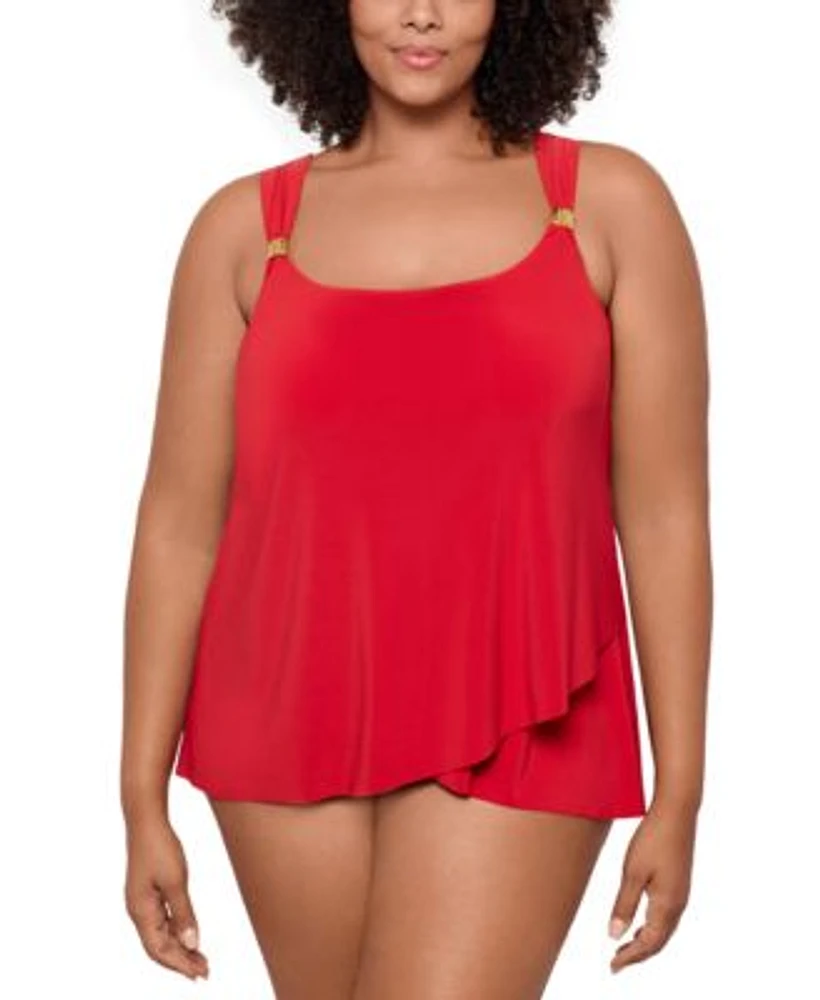 Miraclesuit Plus Size Draped Tankini Top Bikini Bottoms